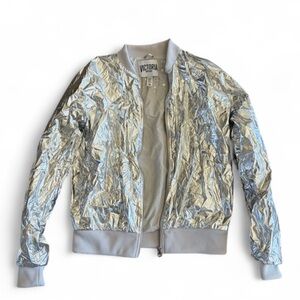 Victoria's Secret Metallic Silver Bomber Jacket